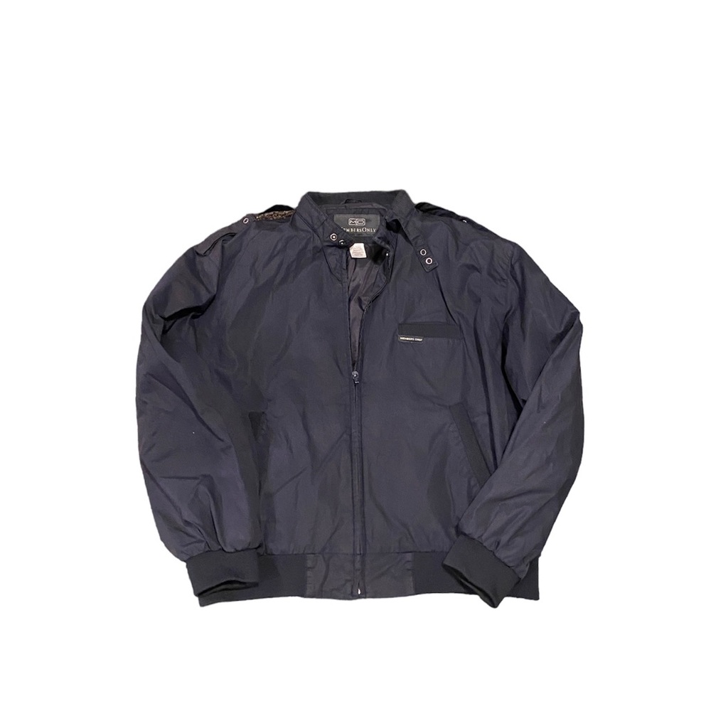 Member's Only 90's Black Zip Front Light Jacket Size Large